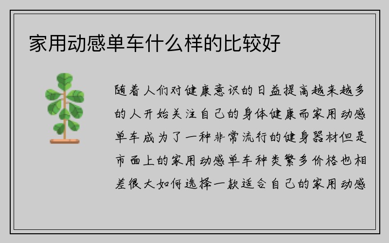 家用动感单车什么样的比较好