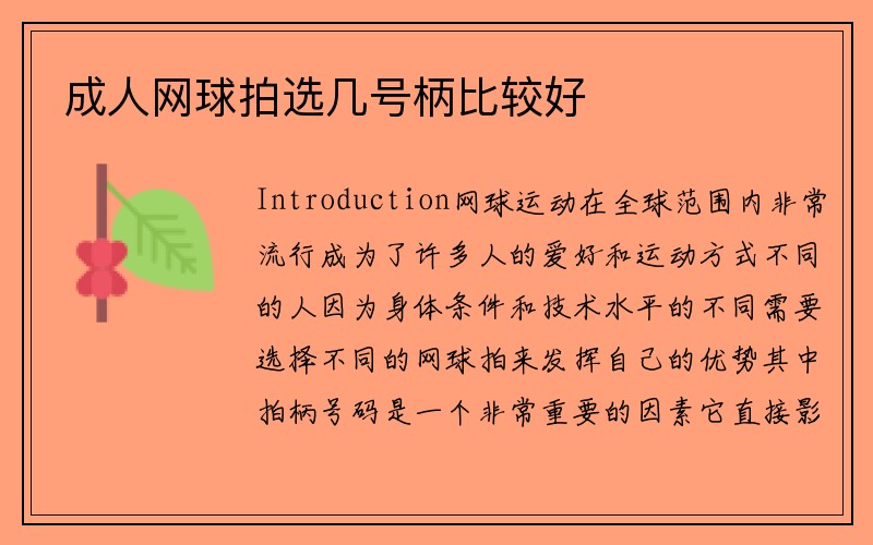 成人网球拍选几号柄比较好