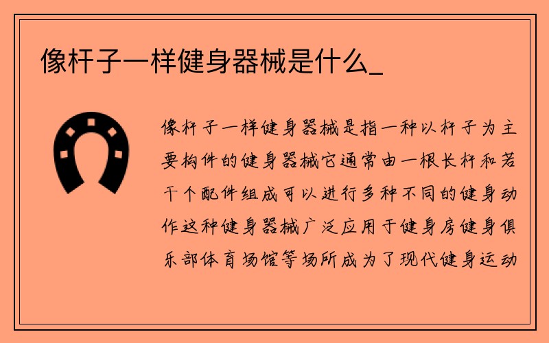 像杆子一样健身器械是什么_